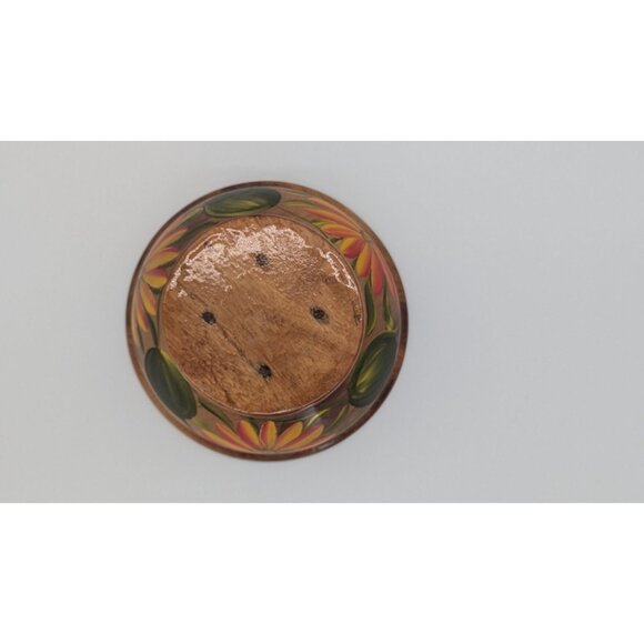 Hand-Painted Wooden Bowl With Vibrant Floral Design - Picture 5 of 12